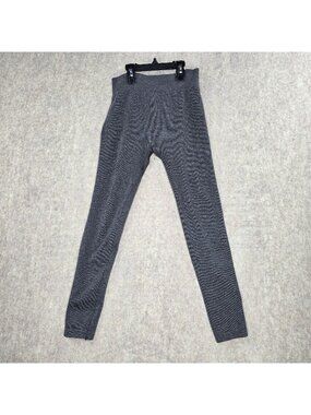 Grey Womens Knit Leggings Elastic Waist Fitted Heathered Full-Length Polyester